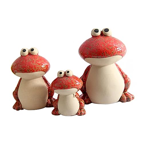 MUSISALY 1 Frosch Dekorative Ornamente Mikrospielzeug Wohnaccessoires Mini-froschfigur Frosch-gartenstatue Familienfiguren Moosdekor Milchkännchen Mit Deckel Terrarium Dekor Rot Keramik von MUSISALY