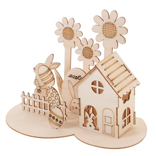 MUSISALY 1 Satz 3D-Puzzle-Kaninchen Gastgeschenke Für Ostern Osterdekoration Hase Mini-Kaninchen-häschen-Figuren Tischdeko Für Ostern Osterei-Figur Puzzlematte Lernspielzeug Für Kinder Holz von MUSISALY