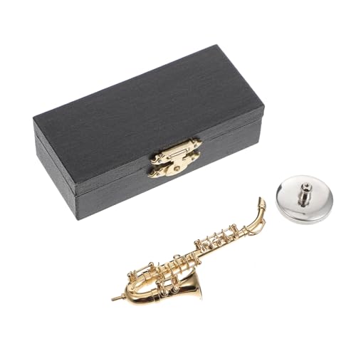 MUSISALY 1 Satz Alt-Saxophon Miniaturspielzeug Sammlung Von Mini-musikinstrumenten Miniatur-saxophonfigur Möbelzubehör Mini-Saxophon-Spielzeug Desktop-schmuck Saxophonmodell Golden Metall von MUSISALY