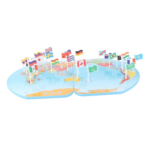 MUSISALY 1 Satz Anpflanzung von Holzfahnen Gehirnspielzeug geographisch Rayan-Spielzeug für Kinder Weltkarte World map Educational Toys Kinderspielzeug Flaggenspielzeug aus Holz hölzern von MUSISALY