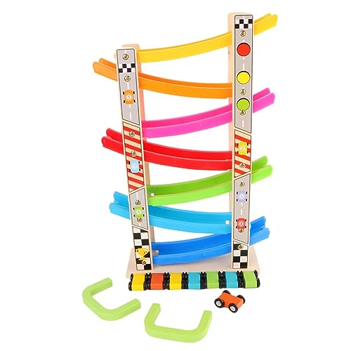 MUSISALY 1 Satz Auto gleitleiter Kleinkindspielzeug-Rennstrecke Roller-Gleitauto interaktives Spielzeug Interactive Toys Holzrennbahn für Kinder Gleitauto aus Holz Bambus Colorful von MUSISALY