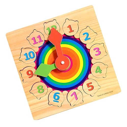 MUSISALY 1 Satz Baustein Digitaluhr Zeiterkennungsspielzeug Für Kinder Zahl Pädagogisches Spielzeug Regenbogen Uhr Spielzeug Holzuhr Blockiert Spielzeug Lernuhr Aus Holz Hölzern von MUSISALY