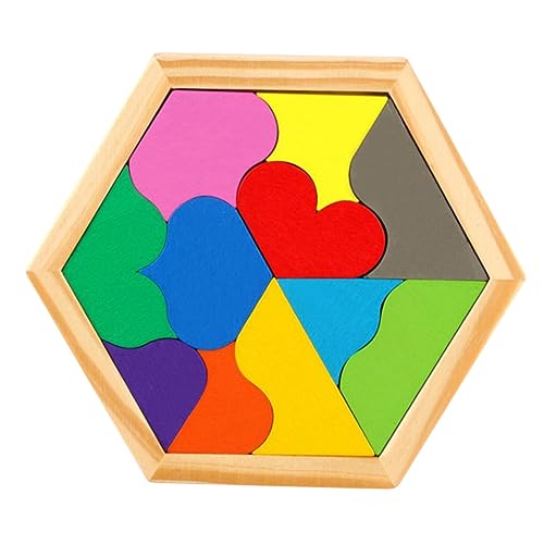 MUSISALY 1 Satz Geometrie Rätsel Puzzles Für Rätsel Für Erwachsene Sechseck-Puzzle Rätsel Zum Frühen Lernen Für Kinder Kinderspielzeug Rätsel Spielzeug Holzpuzzles Hölzern Colorful von MUSISALY