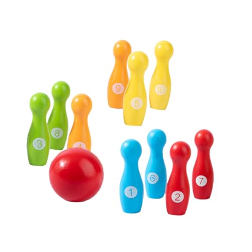 MUSISALY 1 Satz Hölzernes Zahlen-Bowling Montessori-Spielzeug Kinder bowlen Kinderspielzeug Kinder Bowling Set Kleinkind draußen Spielzeug Outdoor-Spielset Bildungsbedarf Bowlingspielzeug von MUSISALY