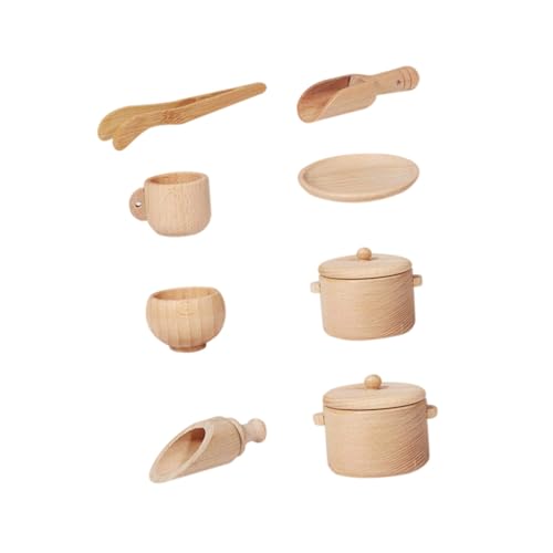 MUSISALY 1 Satz Holz Geschirr Set Spielzeug Küchenessen Spielen Kitchen Set for Kitchen Toys for kinderküche geräte Besteck Geschirr Werkzeug Tischgeschirr zum Anfassen hölzern von MUSISALY