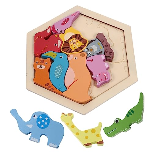 MUSISALY 1 Satz Holzblock Tier-Matching-Puzzle Wald-Balance-Spielzeug Kinderspielzeug Tierisches Rätsel Lernspielzeug Reisespielzeug Für Babys Tier Puzzles Wildes Tier Hölzern Colorful von MUSISALY