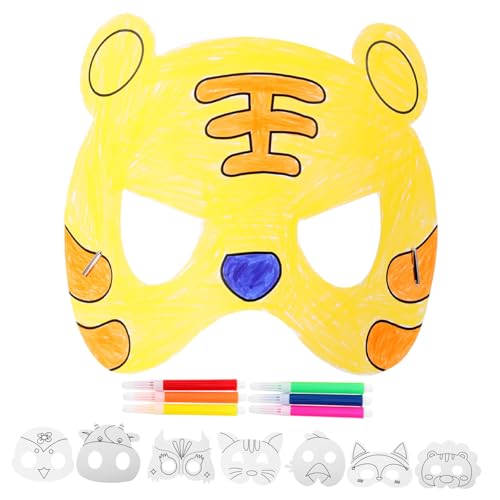 MUSISALY 1 Satz Leere Maske ausmalen Tiermasken für Kinder Maske aus Pappmaché Maskenbau-Kit leere Gesichtsmaske halloween masken halloweenmaske weiße Halloween-Masken Partyzubehör Papier von MUSISALY