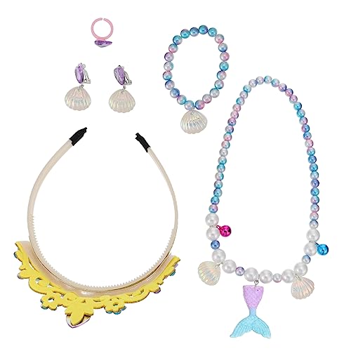 MUSISALY 1 Satz Meerjungfrau Zubehör Halsketten Für Kinder Perlenketten Prinzessin Dekor Perlen Choker Halskette Mädchen Halskette Kronenschmuck Meerjungfrau-Tiara Plastik Colorful von MUSISALY