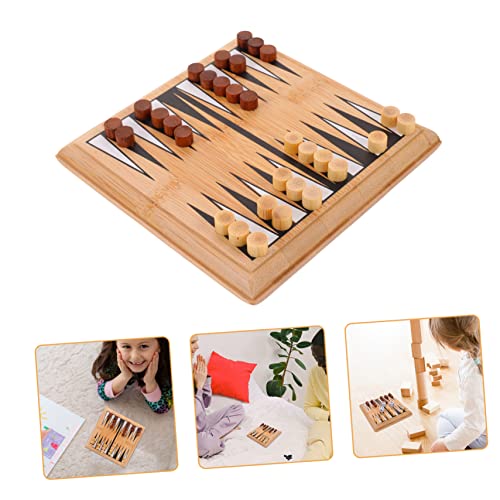 MUSISALY 1 Satz Mini-Backgammon Dame Brettspiel pädagogisches Tischschachbrett Kinder schachspiel Spielzeug für Kinder Schachspielzeug aus Bambus Mini-Schachbrettspielzeug aus Bambus von MUSISALY