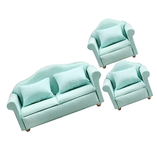 MUSISALY 1 Satz Puppenhaussofa Mini-Sofa-Figur Winzige Hausmöbel Mini-sofamöbel Grüne Wohnkultur Mini-puppenhaus Mini-möbelmodell 1:12 Miniatursessel Puppenhausmöbel Mini-Stuhl Green Stoff von MUSISALY