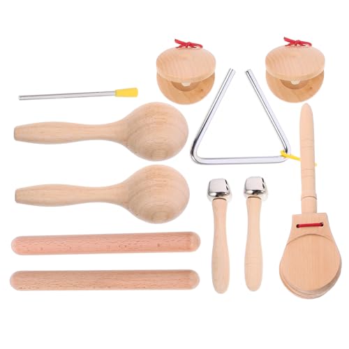 MUSISALY 1 Satz Schlaginstrumenten Set Orff Instrument Musikdreieck Mit Stürmer Tamburin Für Kinder Kinder Musikstab Kleinkind Musikinstrument Rhythmusstäbe Glocke Spielzeug Metall von MUSISALY