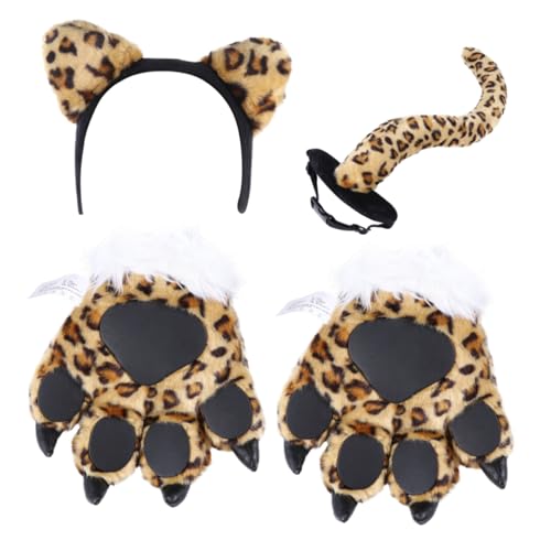 MUSISALY 1 Satz Schwanzhandschuh Cartoon-Anzug Pfotenhandschuhe Halloween-Dekor kinderkleidung kleidung kinder gewand Tiere Schwanzstütze Kindergarten-Party-Requisite PP Baumwolle Leopard von MUSISALY