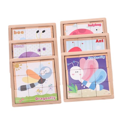 MUSISALY 1 Satz Sechsseitige Malbausteine Puzzle-Montessori-Spielzeug Bausteine ​​für Kinder Kleinkindspielzeug Kinderspielzeug Kreatives Rätsel Puzzle-Spielzeug Cartoon-Puzzle Holz von MUSISALY