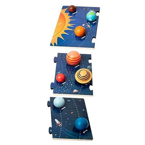 MUSISALY 1 Satz Weltraumspielzeug Kinder Puzzle rätselbuch Kinder rätsel für Kinder Interaktives Matching-Board Rätsel zum Sonnensystem Kinderspielzeug Kinder Sonnensystem Spielzeug Holz von MUSISALY