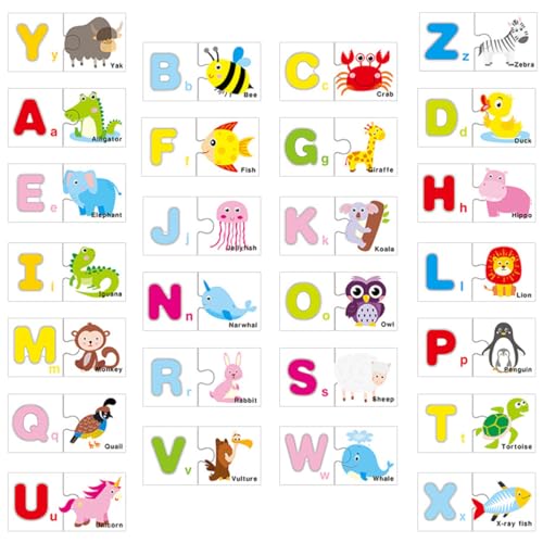 MUSISALY 1 Satz Wortspielzeug Alphabete Rätsel Karteikarten ABC Lernkarten Alphabet Lernkarten Puzzle Holz Buchstabenspielzeug Rechtschreibspiele Bildungsspielzeug Lernspielzeug von MUSISALY