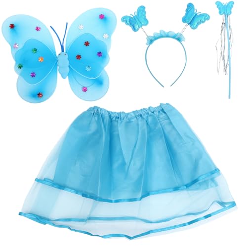 MUSISALY 1 Satz feeflügeln Fairy Wand Butterfly Costume fasnachtskostüme Butterfly Wings Schmetterlingsrock-Requisiten Fee Schmetterling Kostüm Schmetterlingskostüm-Dekor Gittergewebe Blue von MUSISALY