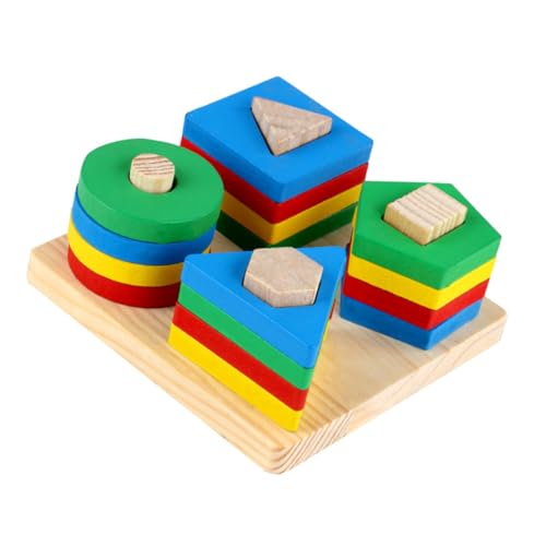 MUSISALY 1 Satz geometrisches Spielzeug Montessori-Materialien für die Vorschule Babyblöcke Kinder holzspielzeug stapelspielzeug Holzblöcke -Kognitionsspielzeug hölzern Colorful von MUSISALY