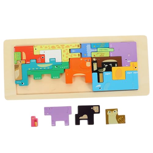 MUSISALY 1 Satz tierisches dreidimensionales Puzzle Spielzeug für Kinder Tiererkennungsspielzeug Denksport-Spiel Kinder Puzzle kinderpuzzle Kinderspielzeug lustige Puzzlespielzeuge Holz von MUSISALY