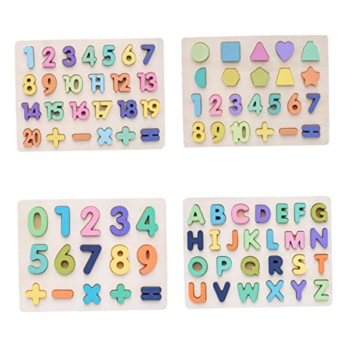 MUSISALY 1 Set 4 Teiliges Holzpuzzle Spielzeug Für Kinder Alphabet Buchstaben Lernblöcke von MUSISALY