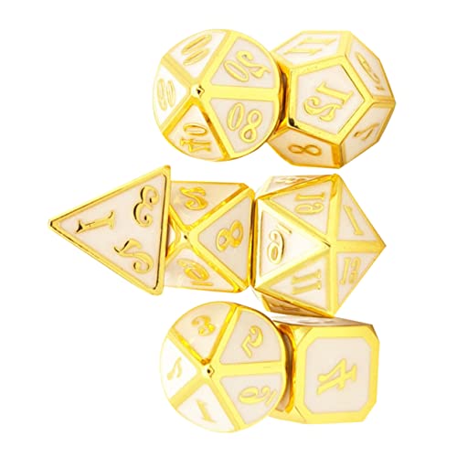 MUSISALY 1 Set 7 Stück Metallwürfel Partyspiel Facettierte Würfel 7 Stück RPG Spiele Würfel Polyedrische Würfel Würfelspiel Legierungswürfel Unterhaltungswürfel Brettspiele Mdice Golden von MUSISALY