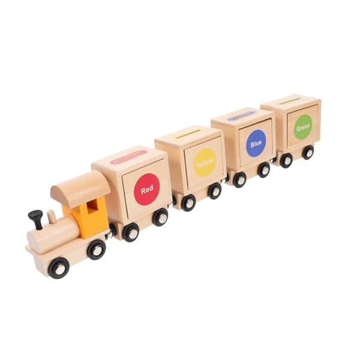 MUSISALY 1 Set Holzeisenbahn Kinderzug Spielzeug Farben Erkennungsspielzeug Interaktives Spielzeug Zugmontage Spielzeug Magnetische Züge Zug Zusammengebautes Spielzeug von MUSISALY