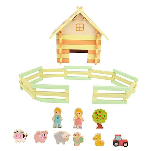 MUSISALY 1 Set Holzspielzeug Bauernhof Holzhaus Modellspielzeug Für Imitation Farm Toys Kreatives Rollenspielzeug Für Kleinkinder von MUSISALY