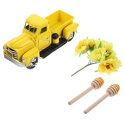 MUSISALY 1 Set Mini Bauernhof Honiggelber LKW Spielzeug Biene Party Tiertablett Pick Up Gelb Truck Dekorative Requisiten Tischdekoration Sommer Tiertablett von MUSISALY