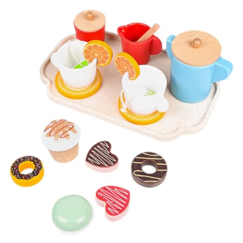 MUSISALY Tea Set for Kids Holz Spielzeug Holzspielzeug Set 1 Set Miniatur Nachmittagstee Dessert Für Rollenspiele Lernspielzeug Für Kleinkinder Kaffeekränzchen Zubehör Für Kinderküche von MUSISALY