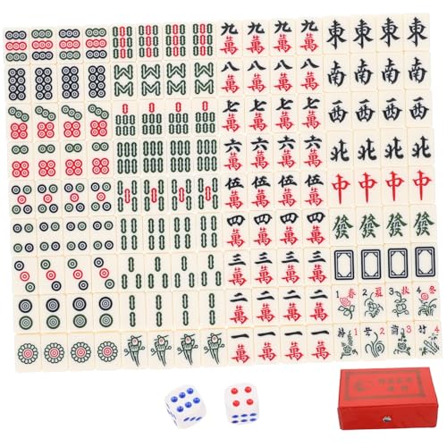 MUSISALY 1 Set Tragbares Mahjong Familienbrettspiel Chinesisches Nummeriertes Mahjong Majong Spiel Mini Chinesisches Majiang Mini Würfel Klassisches Chinesisches Mahjong Spiel von MUSISALY