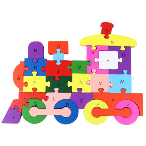 MUSISALY 1 Stück 26 Puzzle-Spielzeug Für Kinder Puzzle-Puzzle Bausteinspielzeug Cartoon-Puzzle Kinderpuzzle Kinderspielzeug Kinder Rätseln Gehirnspielzeug Puzzlematte Spielzeuge Hölzern von MUSISALY