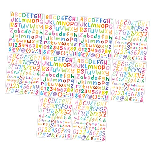 MUSISALY 10 Blatt Bunte Buchstaben Aufkleber Zahlen Aufkleber Alphabet Aufkleber Wasserfeste Etiketten Aufkleber Für Pinnwand Buchstaben Filz Brieftafel Selbstklebende Buchstaben von MUSISALY