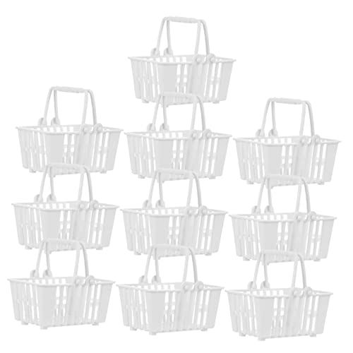 MUSISALY 10 Stück Weißer Puppenhaus-Supermarkt-Einkaufskorb Für Kinder Mini-Lebensmittelkorb Kinderkörbe Mini-Korb Spielzeug Zur Aufbewahrung Mit Griff Aus Kunststoff von MUSISALY