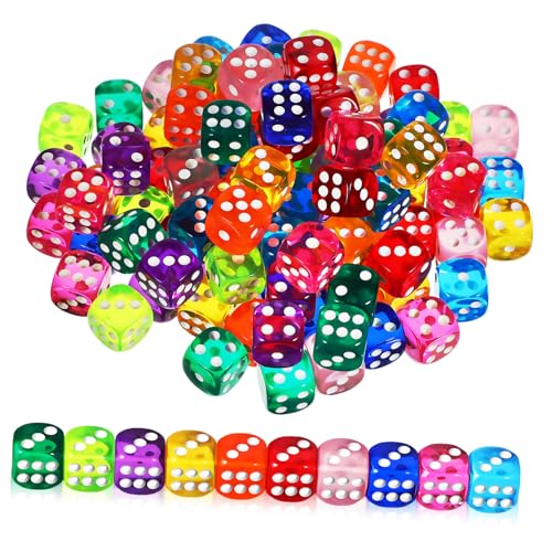 MUSISALY 100 STK Würfel 100 Stück 10 Farben verpackt Trinkspielwürfel farbige Würfel Farkle klassisches Würfelspiel Würfelzähler aufbwahrungs-Box vorratsboxen Bunte Würfel Mini-Würfel Acryl von MUSISALY