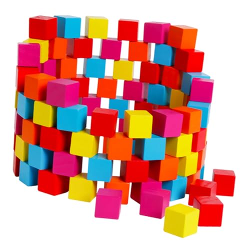 MUSISALY 100St Würfelblöcke holzspielzeug bausteine Holzspielzeug für zabawki stymulujące rozwój Building Blocks for Holzbausteine bunter Würfel hölzern Colorful von MUSISALY