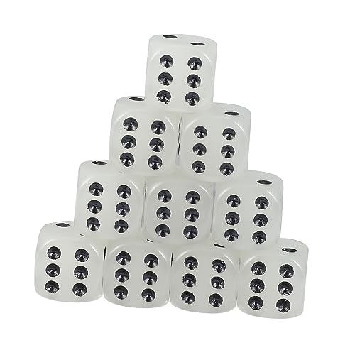 MUSISALY 10St Leuchtende Würfel Würfel-Gastgeschenke weiße Accessoires Würfel mit schwarzen Punkten Mahjong-Würfel Tischspiel farbwürfel Colour Cube solide Würfel Spiel Würfel Acryl Black von MUSISALY