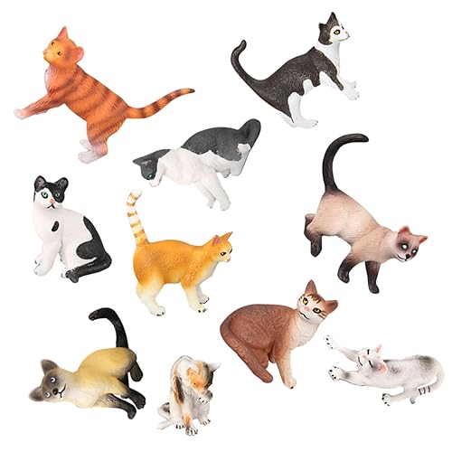 MUSISALY 10St simulierte Katze für Kinder Miniatur-Katzenfigur Spielzeug Tierminiaturen Kätzchen Tierfiguren für Kinder Dekoration mit Katzenfiguren Mini-Katzenfiguren Miniaturkatze Plastik von MUSISALY