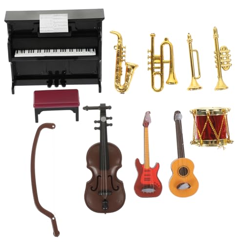 MUSISALY 11 Teiliges Mini Instrumente Set Für Puppenhaus Musikinstrumente Für Rollenspiel Zubehör Für Miniatur Häuser Und Kreative Spielwelten von MUSISALY