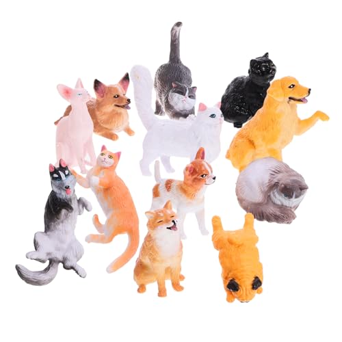 MUSISALY Katze Kuscheltier Katzenspielzeug 12er Set Realistische Katzen Und Hundefiguren Miniatur Tiere Als Dekoration Oder Lernspielzeug Für Hochwertige Tiermodelle Für Sammler Und Als von MUSISALY