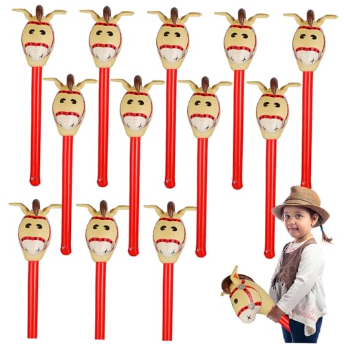 MUSISALY 12St Aufblasbarer Pferdekopf-Stick Party jubelnde Requisiten Partygeschenke zum Thema Cowboy interaktives Spielzeug hühner Spielzeug aufblasbarer Stock Pferdekopfstockstütze PVC von MUSISALY