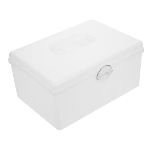 MUSISALY 1stk Mahjong-Box Einkaufsbehälter Mit Schloss Mahjong-Halter Schmuck-Organizer Mahjong-Container Mahjong-Fall Tischorganisator Geldbeutel-Organizer-aufbewahrung Plastik Weiß von MUSISALY