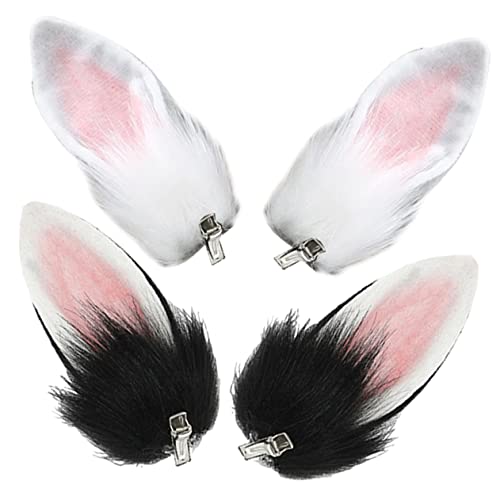 MUSISALY 2 Paar Häschen Haarnadel Fuchs Ohr Haarspange Clip auf Hasenohren Tiere Ohr Haarspange halloween haarschmuck haarklammer kinder kawaii Haarschmuck Kaninchen-Cosplay-Kleider Plüsch von MUSISALY