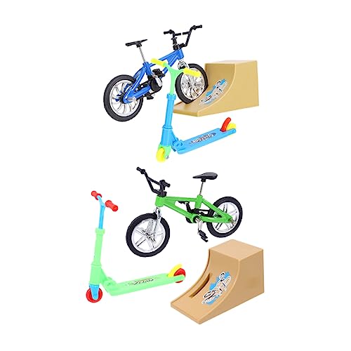 MUSISALY 2 Sätze Fingerrad Fingerscooter Mini-Mountainbike Mini-Fahrradrampe Heimtrainer Spielzeug für Kinder kinderspielzeug Finger-Bike-Roller-Rampe Griffbrettrampen Aluminiumlegierung von MUSISALY