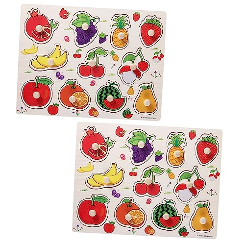 MUSISALY 2 Sätze Greifbrett für Obst Puzzle-Spielzeug Puzzle-Brett Spielzeug für Kinder Puzzle rätselbuch Kinder rätsel für Kinder Fun Toy Lernspielzeug pädagogisches Spielzeug hölzern von MUSISALY