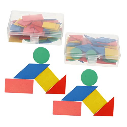 MUSISALY 2 Sätze Mathe-Puzzle-lehrmittel Rätsel Kleinkind-Form-Puzzle Form-Puzzle-Spielzeug Lustiges Puzzle in Puzzleform Lernspielzeug Für Kinder Geometrie-Tangram-Puzzle Hölzern von MUSISALY