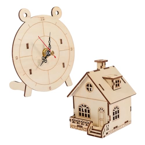 MUSISALY 2 Sätze Mechanisches Puzzle Wanduhr Bausatz Selber Machen 3D-gehirn-Puzzle Puzzle-Spielzeug Für Kinder Denksportaufgaben Rätsel 3D-Uhr Puzzles Für Gehirnspielzeug Holz Beige von MUSISALY