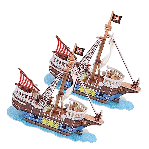 MUSISALY 2 Sätze Piratenschiff-Puzzle Puzzlematte Puzzles Für Kinder Im Alter Von 8-10 Jahren Coole Rätsel Für Erwachsene Puzzle Für Kinder 3D-Puzzles Für Kinder Segelboot-Puzzle-Set Papier von MUSISALY