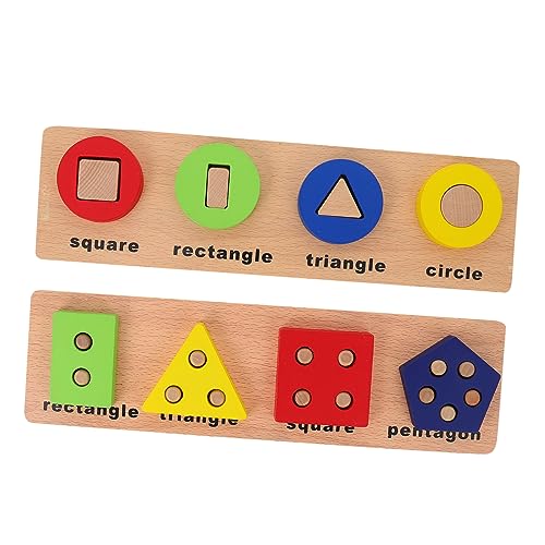 MUSISALY 2 Sätze Solides Geometrie-Puzzle Spielzeug mit geometrischer Form Lernspielzeug für Kleinkinder Kinder entwicklung kindliche entwicklung Kindergeschenk Puzzle-Spielzeug Holz von MUSISALY