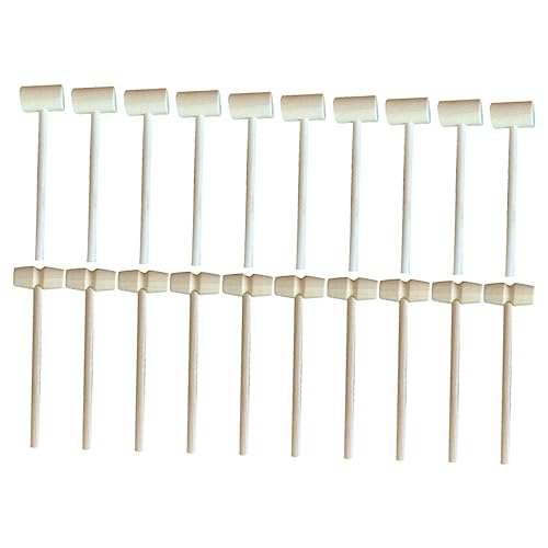 MUSISALY 20 STK Kleiner Hammer Mini Richterhammer Schlägel Spielzeug Krabbenhämmer Meeresfrüchtehammer Puzzle-Spielzeug Kinderschlägel Entwicklungsspielzeug Krabbenhammer Hölzern Beige von MUSISALY