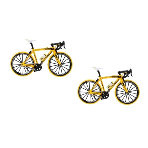 MUSISALY 2St Ornamente kleines Fahrrad Mini-Spielzeug Spielzeugfinger DIY-Bausatz im Modellmaßstab Kuchen Spielzeug Fingerspiele Fahrradkette Zappelspielzeug Miniaturen Figurendekor Yellow von MUSISALY