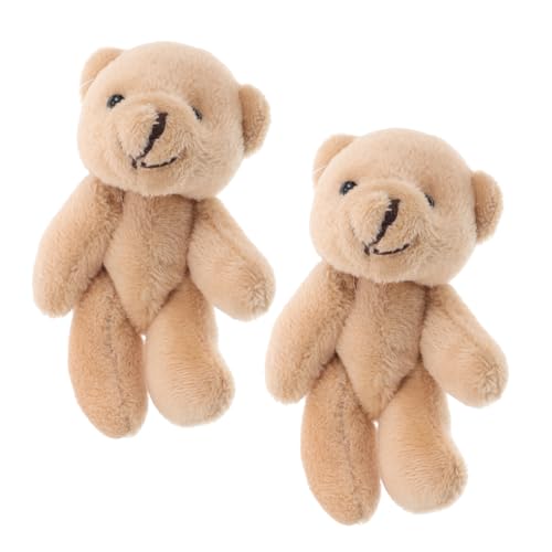 MUSISALY 2St Puppenhauspuppe Geburtstags Kuscheltier Bär Spielsets für Kuscheltiere kleine Bärenpuppen Geschenkartikel für Bärenpuppen kurzer Plüsch Beige von MUSISALY